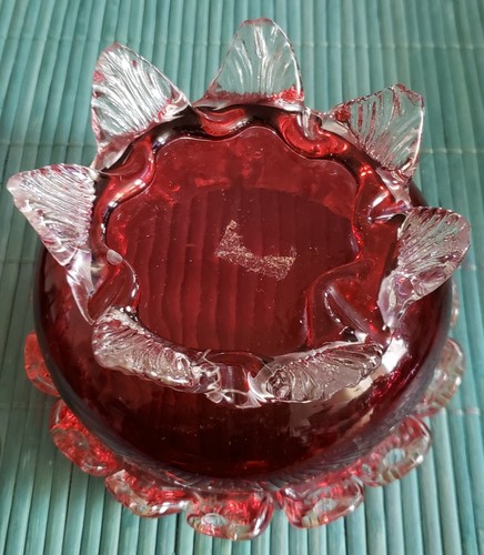 ANTIQUE VICTORIAN RIGAREE WEBB OR STEVENS & WILLIAMS FOOTED CRANBERRY BOWL - Picture 9 of 11