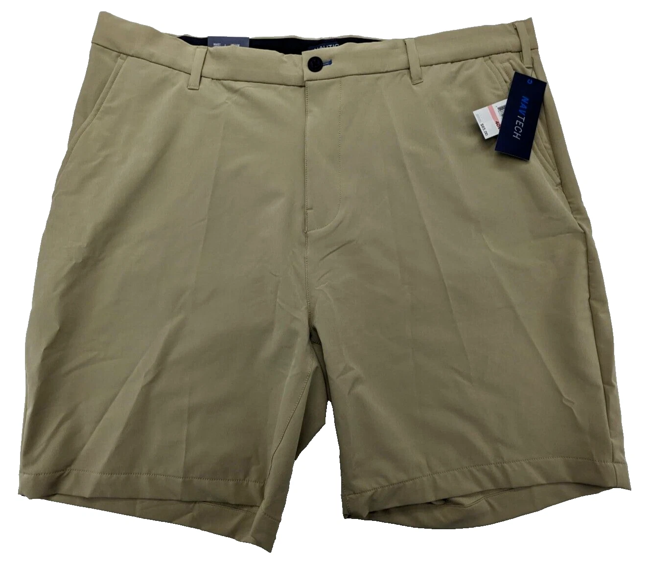 Nautica Shorts Mens 40W 8.5" Beige Stretch Golf ⛳Stretch Embroidered Logo