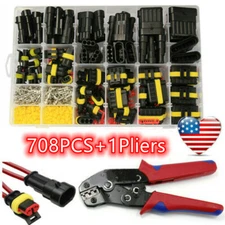 708PCS 1-6 Pin Car Automotive Waterproof Electrical Wire Connector Plug Kit Set