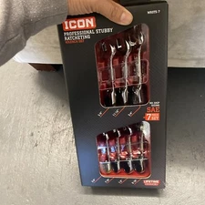 ICON WRSTS-7 Professional Stubby Ratcheting Wrench Set SAE 7 Piece Set BRAND NEW