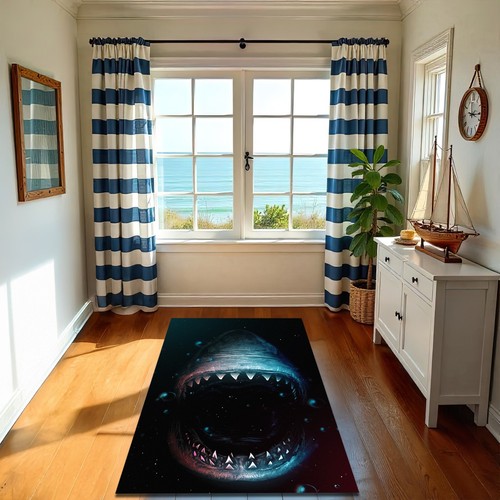 3D Shark Rug Horror Movie Fan Mat Sea Marine Ocean Carpet Tropic Decor - Picture 2 of 3