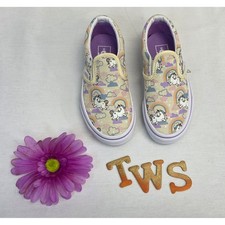 Vans Kids Classic Slip-On Unicorn Rainbow Sneakers Cream Purple