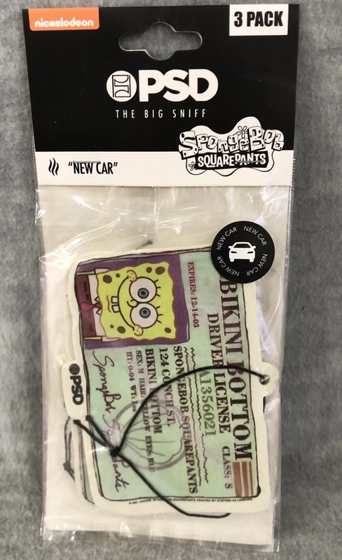 PSD Big Sniff Hanging Car Air Fresheners Sponge Bob Drivers License 3 Pk Coconut