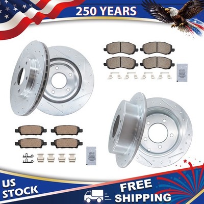 Front & Rear Drilled Rotors Ceramic Pads for JEEP PATRIOT CHRYSLER 200 SEBRING