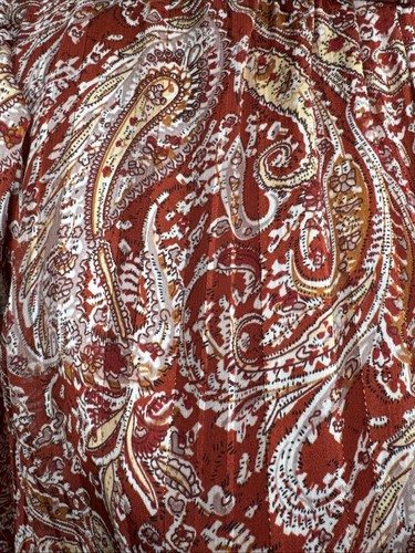 Lulus Women's Long Sleeve Mock Neck A-Line Dress Gold Paisley Cottagecore Boho M - Picture 3 of 24