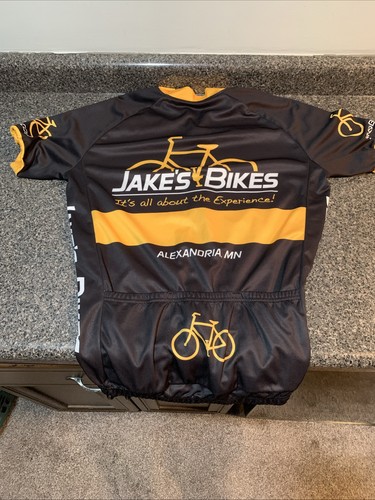 Jake’s Bikes Cycling Jersey XL Full Zip Short Sleeve Yellow Black Men’s - Picture 8 of 8