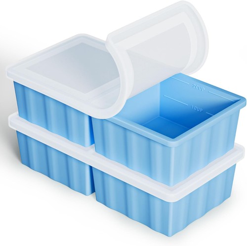 Silicone Freezer Tray for Soup Ice Cubes: 2-Cup Freezing Extra Large, SkyBlue