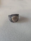 Sterling Silver Fossil  Gemstone Vintage Ring Artisan