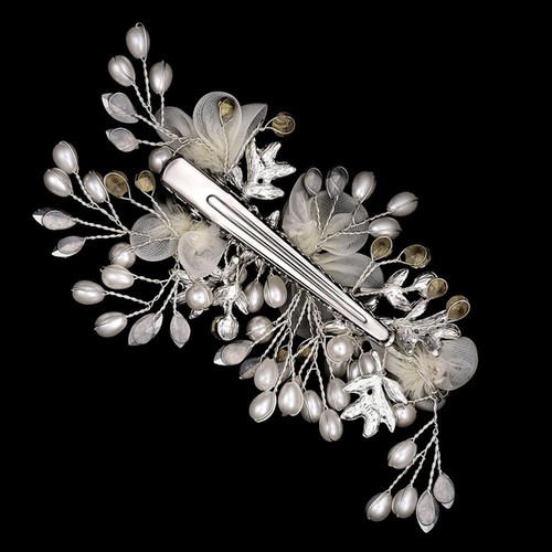 Bridal Flower Side Hair Clips Pearl Bridal Hair Pin Headpiece Headwear Wedding - Picture 2 of 5