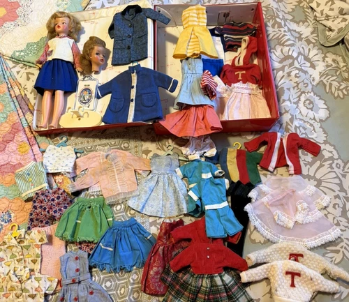 Ideal Tammy Doll w/ Case Extra Tammy Head & LOTS of Clothing Dresses Coats More!