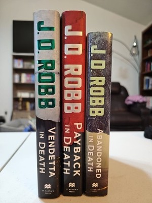 Lot of 3 J. D. Robb In Death Series Books: Payback, Vendetta, And Abandoned