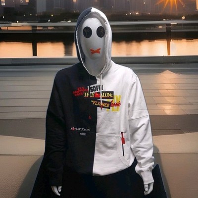 Born Fly Mens Sweatshirt Hoodie Men's 2XL Black and White Y2K