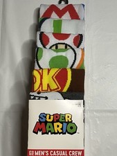 Super Mario Mens/Unisex Novelty Socks Size 8-12 NEW 6 Pair-B3-NIP