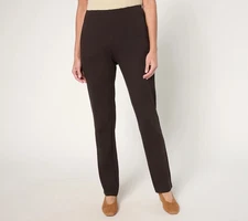 Belle by Kim Gravel Petite Ponte Hollywood Waist Full Length Pants Ganache 12 Ne