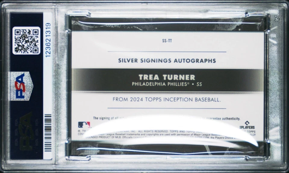 Trea Turner PSA 9 AUTO TOPPS INCEPTION 2024 SILVER SIGNINGS PHILLIES #'d/125  Foto 2 de 2