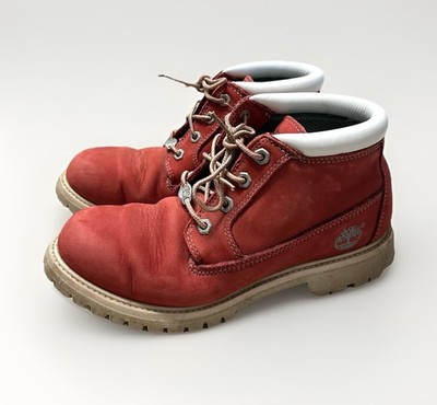Timberland Boots Women 8.5 Red Suede Heritage Lite Nellie Lace Up Waterproof