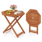 Outdoor Patio Folding Wood Dining Table for 4 with 2” Umbrella Hole for Garden