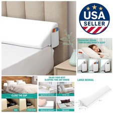 Luxury Bed Wedge Pillow Gap Filler for California King Beds - White 72"x10"x6"