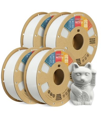 OVERTURE 4KG Bundle Matte PLA 3D Printer Filament 1.75mm, 02-matte White*4 