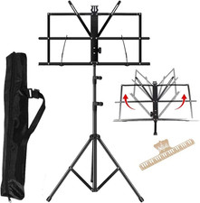 2-In- 1 Music Stand Portable Folding Sheet Music Stand Adjustable Music Sheet Cl