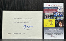 LECH WALESA SIGNED CARD * JSA COA Autograph * PRESIDENT OF POLAND * Nobel Prize