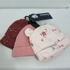 Gerber Baby Girl 3 Pack Caps Hats 0-6M Pink Star Pointelle Woodland 449541G010/6