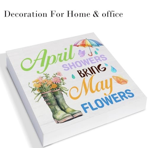 Spring Decor Farmhouse April Showers Bring May Flowers Wood Sign Spring 19 - Picture 4 of 7