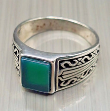 Vintage 925 Sterling Silver Green Agate Celti...