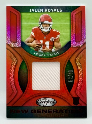 2025 Panini Certified JALEN ROYALS “New Generation” Red Holo RC Relic SP /99