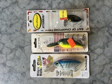 Lot de 3 leurres de pêche vintage Fred Arbogast Willy Worm Luck E Strike neufs d'origine