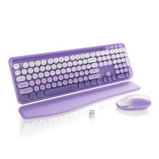 xUBOTIE Wireless Keyboard and Mouse, Colorful 104-Key QWERTY with Round Keys,...