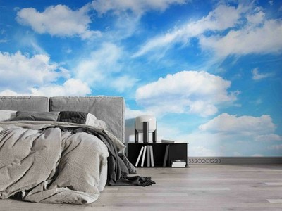 3D Blue Sky White Clouds Wallpaper Wall Mural Removable Self-adhesive 59
