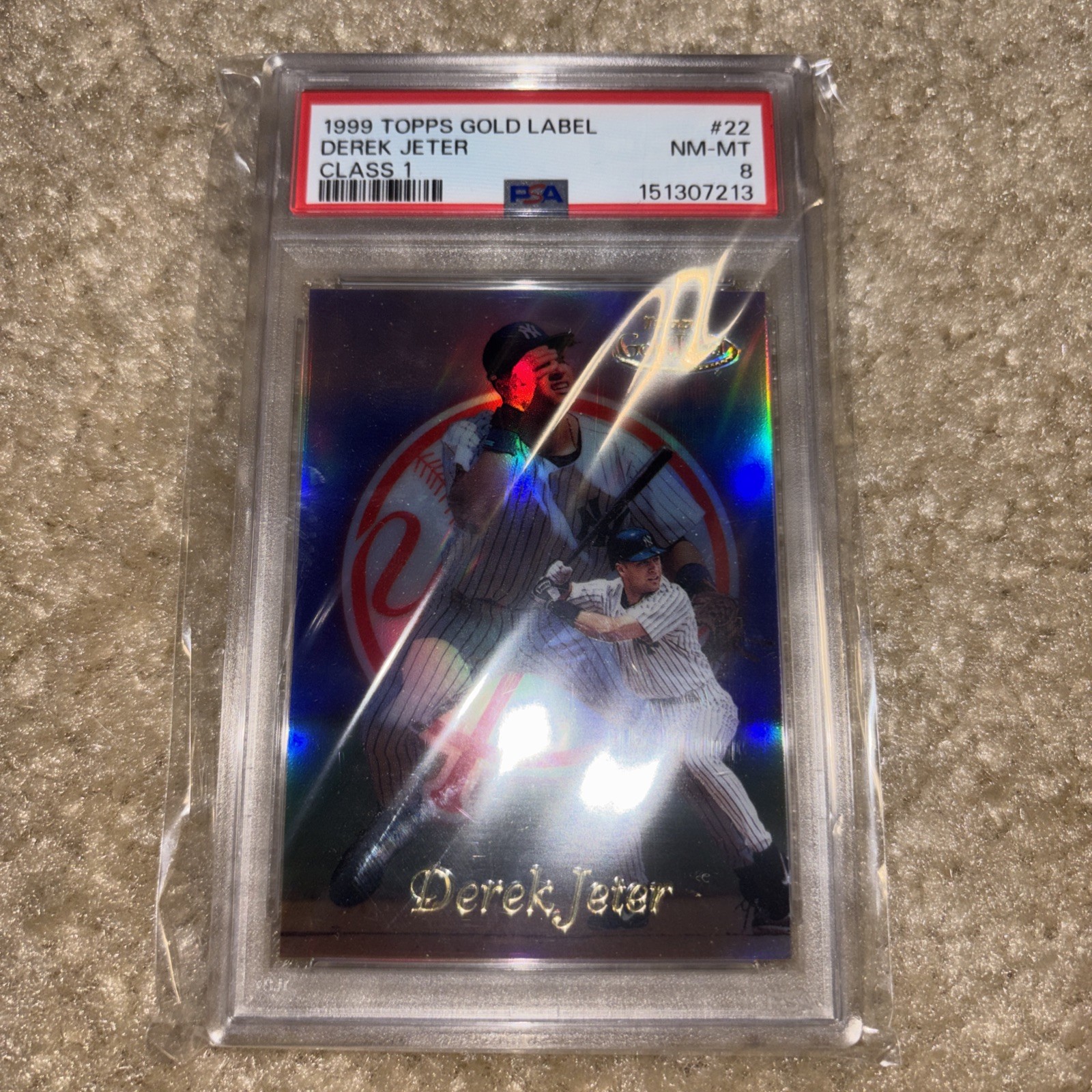 1999 Topps Gold Label Class 1 Derek Jeter PSA 8 #22 Yankees Card NEW CASE view 1