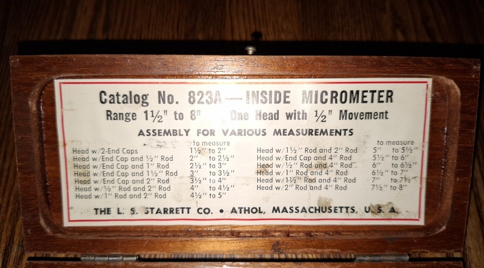 Vintage Starrett No. 823A Inside Micrometer Set Tubular Range 1 1/2 to ...