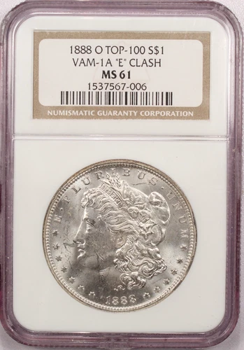 1888-O E Clash VAM-1A Morgan Silver Dollar $1, NGC MS61, Uncirculated BU