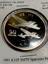 1990 MARSHALL ISLANDS Battle of Britain HERO Proof Silver 50 Dollars Coin i83266
