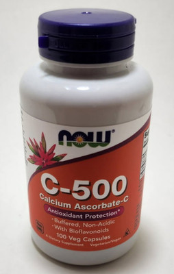 NOW C-500 Calcium Ascorbate-C 100 Veg Capsules Vitamin C
