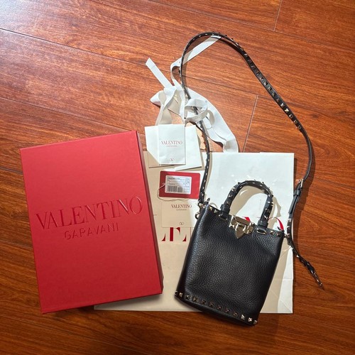 Valentino Garavani Rockstud Shoulder Bag Black Pre-owned From Japan