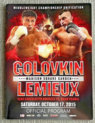 GGG Gennady Golovkin vs David Lemieux Boxing Fight Official Program MSG 10/17/15