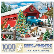 Christmas Bridge 1000 Pc Jigsaw Puzzle, Brand New-Sealed Box