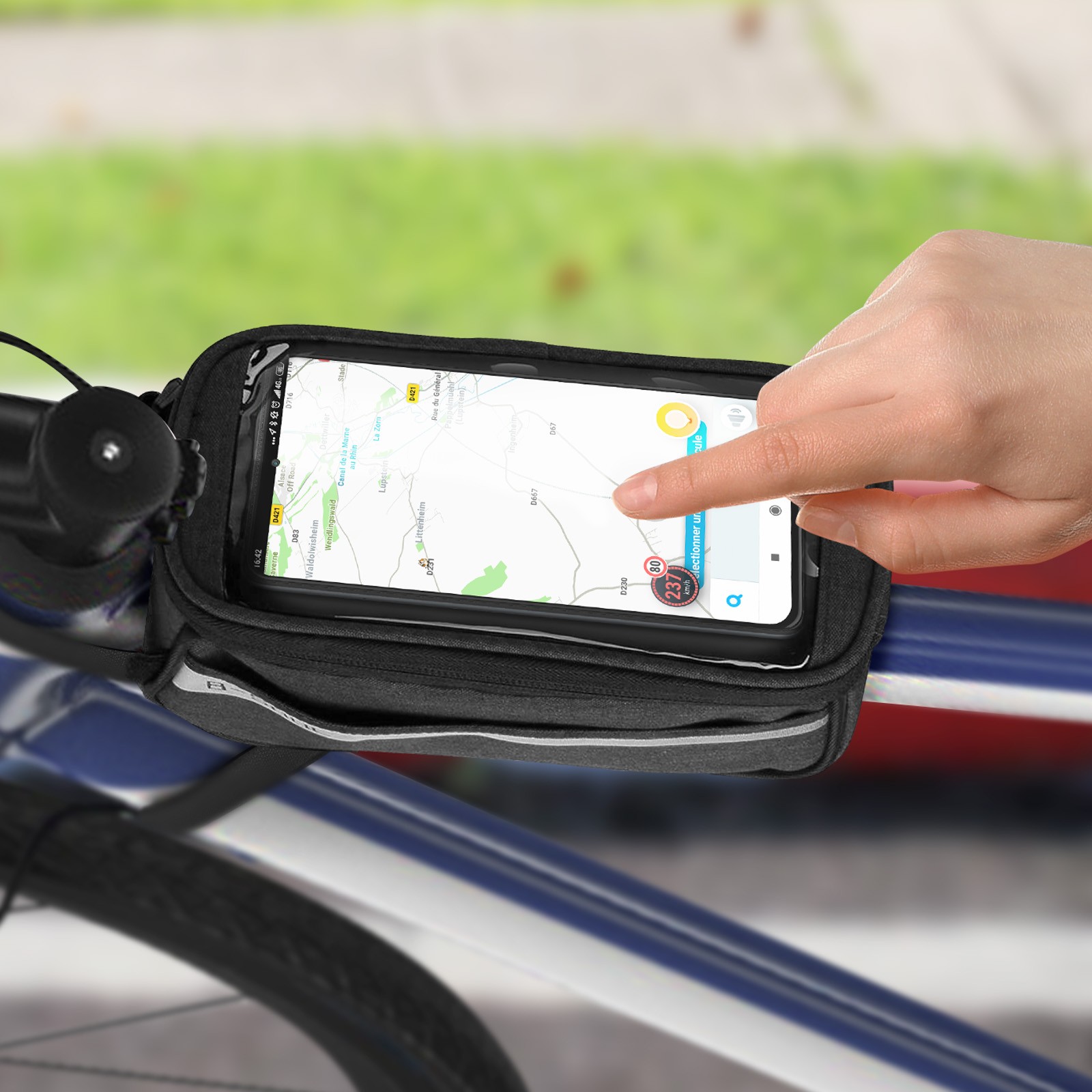 Support smartphone vélo étanche avec rangement tactile anti-choc