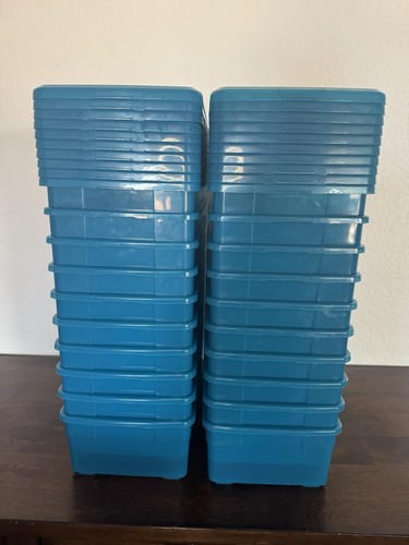 Container Store Our Everyday Box Small Peacock Blue Shoe Box Storage Bin Case 20