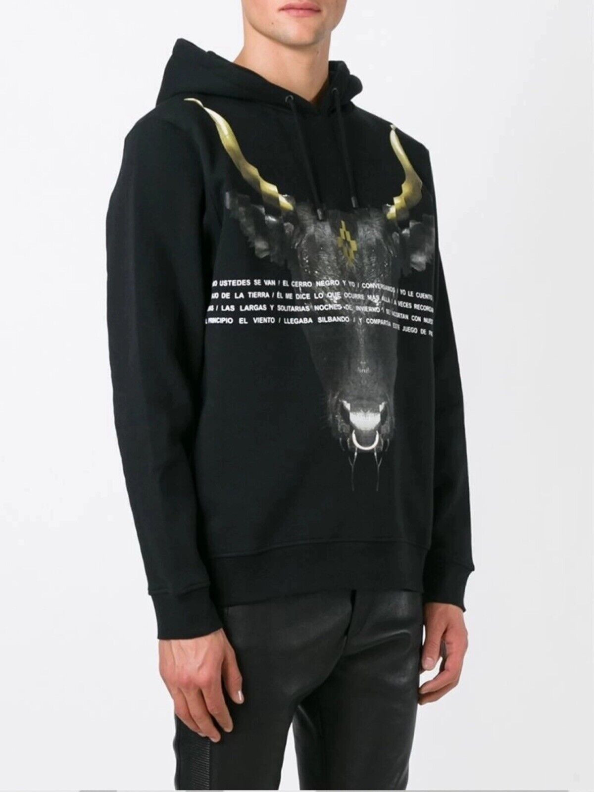 Marcelo Burlon Jumper Hoody Men's Black Achao Bull Head Marcelo Burlon Jumper Hoody Men's Black Achao Bull Head