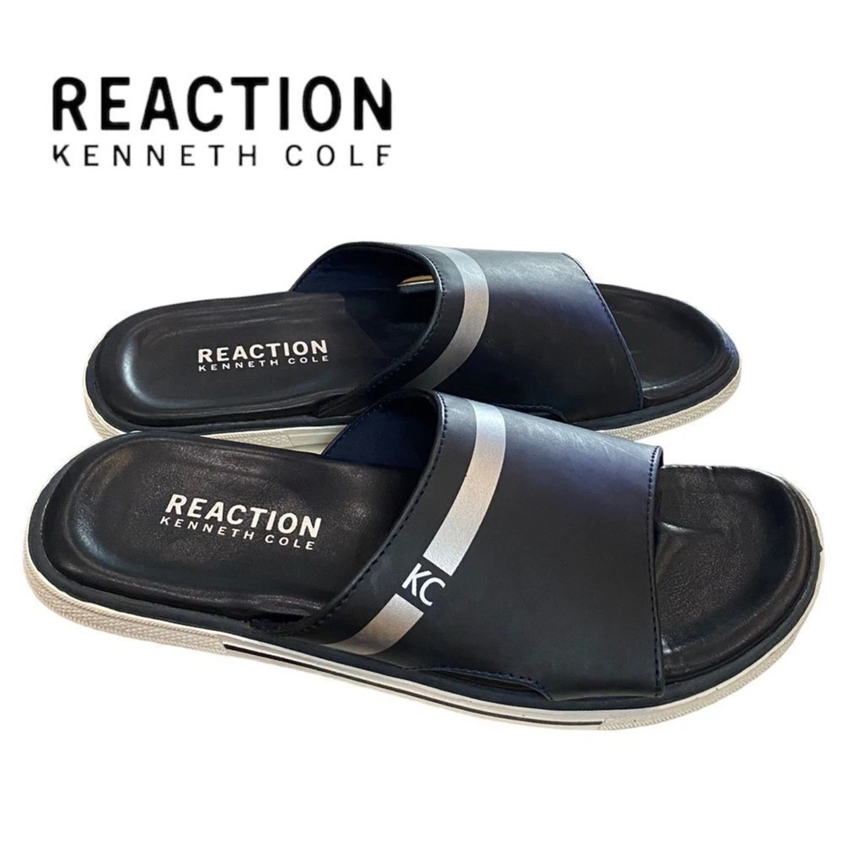 Reaction Kenneth Cole Black Woven Cross-Strap Slide Sandals Kenneth Cole Reaction Sandals for Men for sale | eBay main image 4