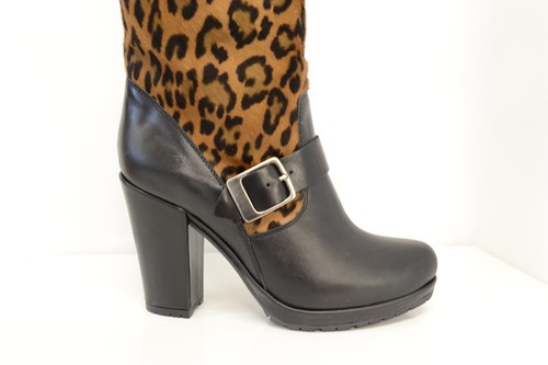 SCARPE STIVALI STIVALETTI DONNA NERO/CAVALLINO MACULATO 35 36 37 38 39 40 41 - Foto 2 di 3