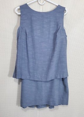 Doncaster Skirt Suit 12 14 Slate Blue Gray 2 Pc Shell Top Pencil Viscose