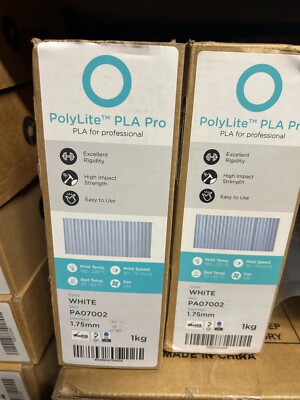 New - Polymaker PA07002 White  1.75mm 3D Printing Filament PolyLite PLA Pro 1kg
