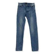 ASOS Blue Skinny Denim Jeans Button Fly Size 26W Cotton Blend Stretch