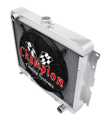 RR Champion 2 Row Radiator,16'' Fan-1970 1971 Dodge Challenger Small Block V8 Eng