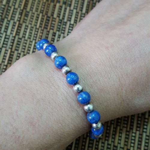 Carolyn Pollack 925 Sterling Silver Bracelet, Blue Sodalite Gems, Small Wrist - Picture 2 of 7